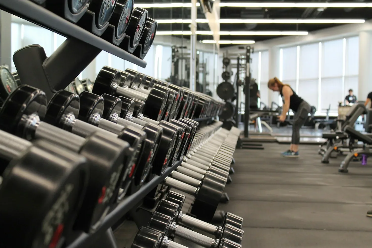 Illustrative gym with weights and strength equipment